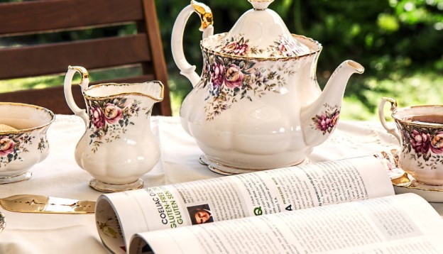 Tea cups serving afternoon tea