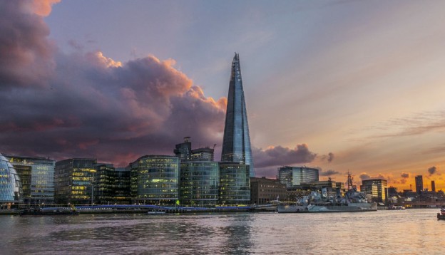 View of central london from the Thames