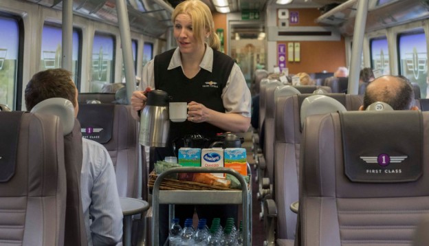 Refreshments being served on Grand Central train