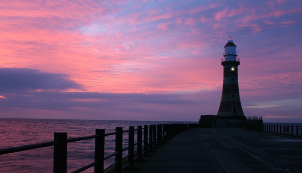 Roker Lighthouse at sunset