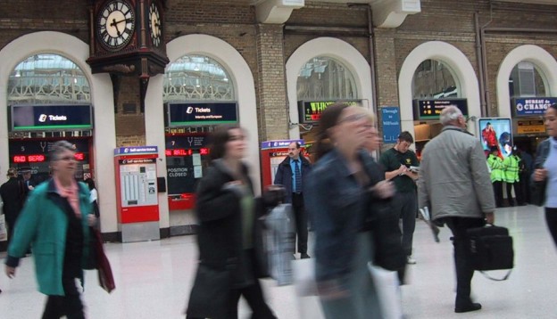 A busy train station