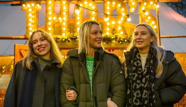 Three girls at York Christmas markets