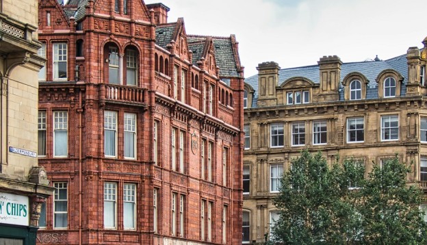 Historic buildings on Bradford High Street 